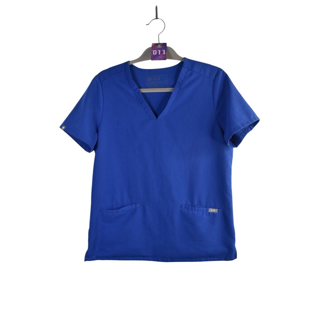 Figs Casma Scrub Top Royal Blue Short Sleeve Pockets V Neck FW1100 Vet Nurse S